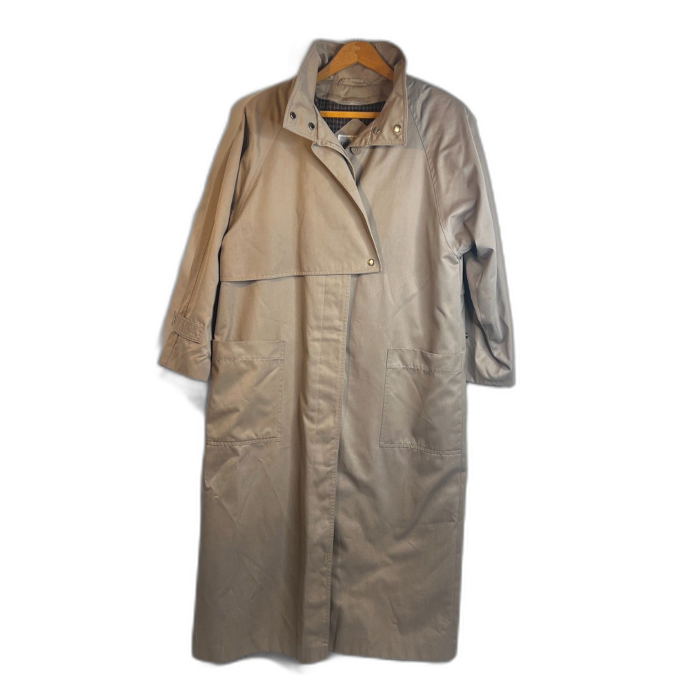 Braefair Classic Single Breasted Trench Coat w Liner Mock Neck Neutral Tan LG*‎